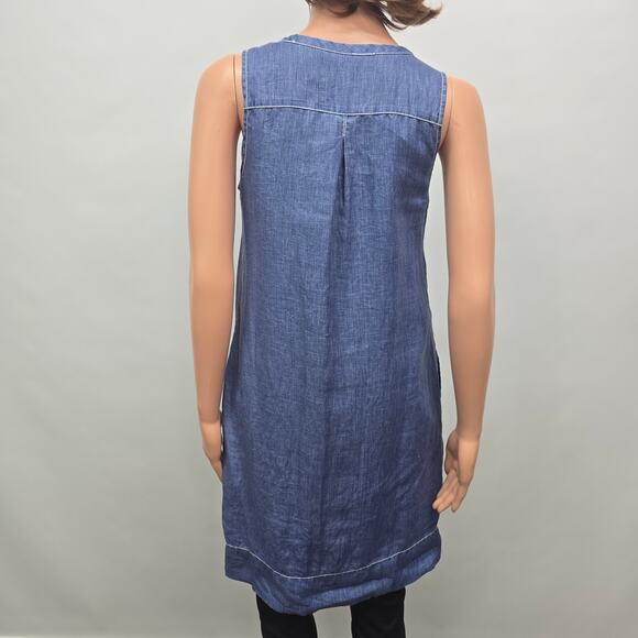 Tommy Bahama Seaglass Linen Sleeveless Shift Dress Women XS Dark Cobalt Blue - Picture 10 of 13